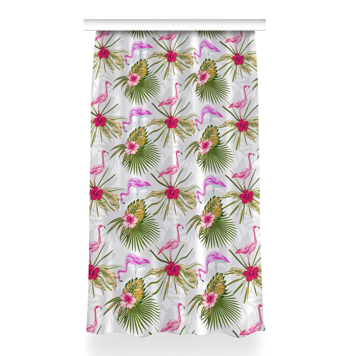 Gotowa zasłona na taśmę 150x260 Flamingi i kwiaty, Fabricsy