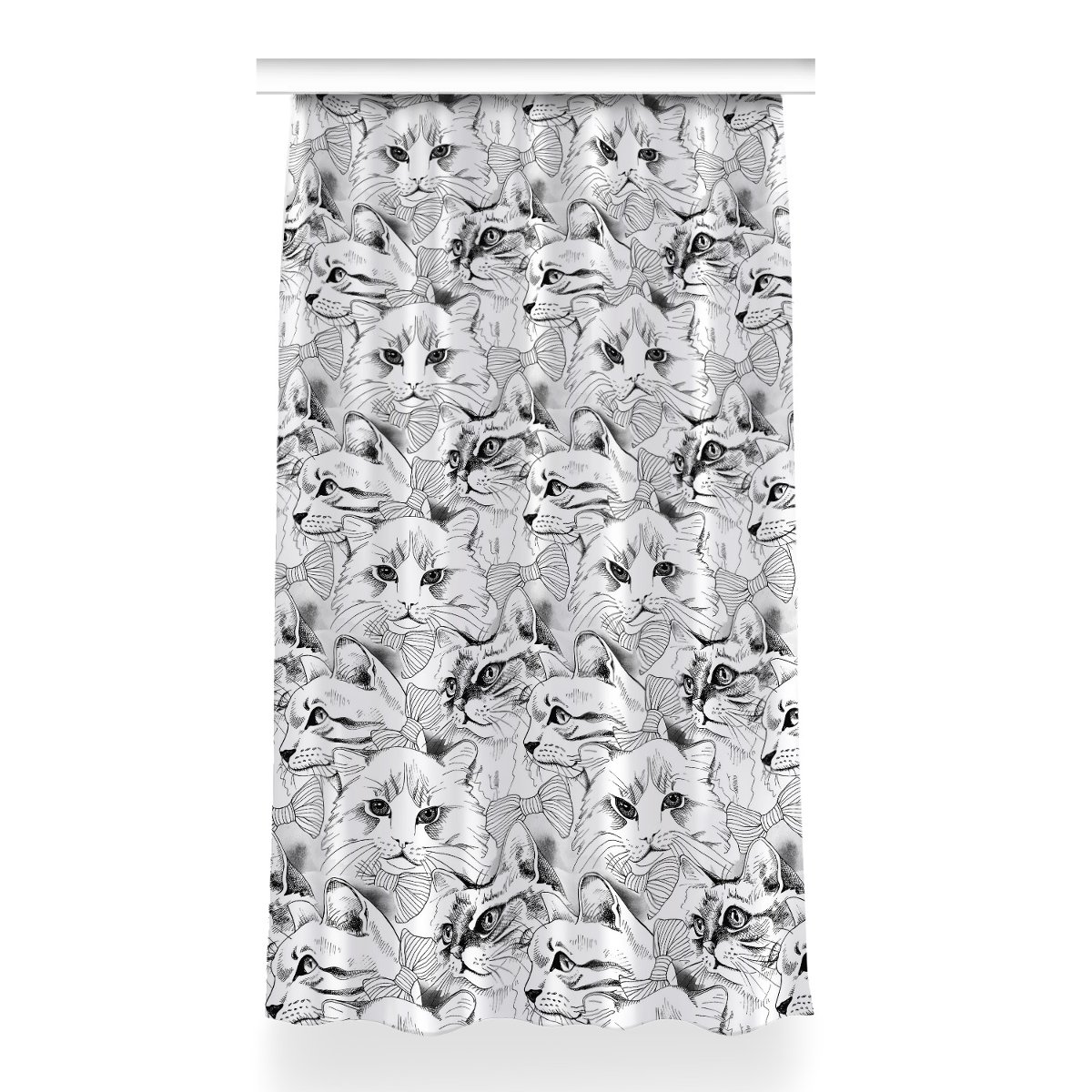 Zasłona z nadrukiem gotowa 150x260 Szkicowane koty, Fabricsy