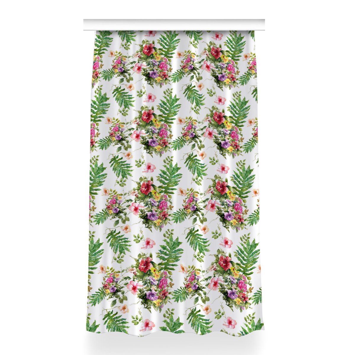 Zasłona z nadrukiem gotowa 150x260 Liście i kwiaty, Fabricsy