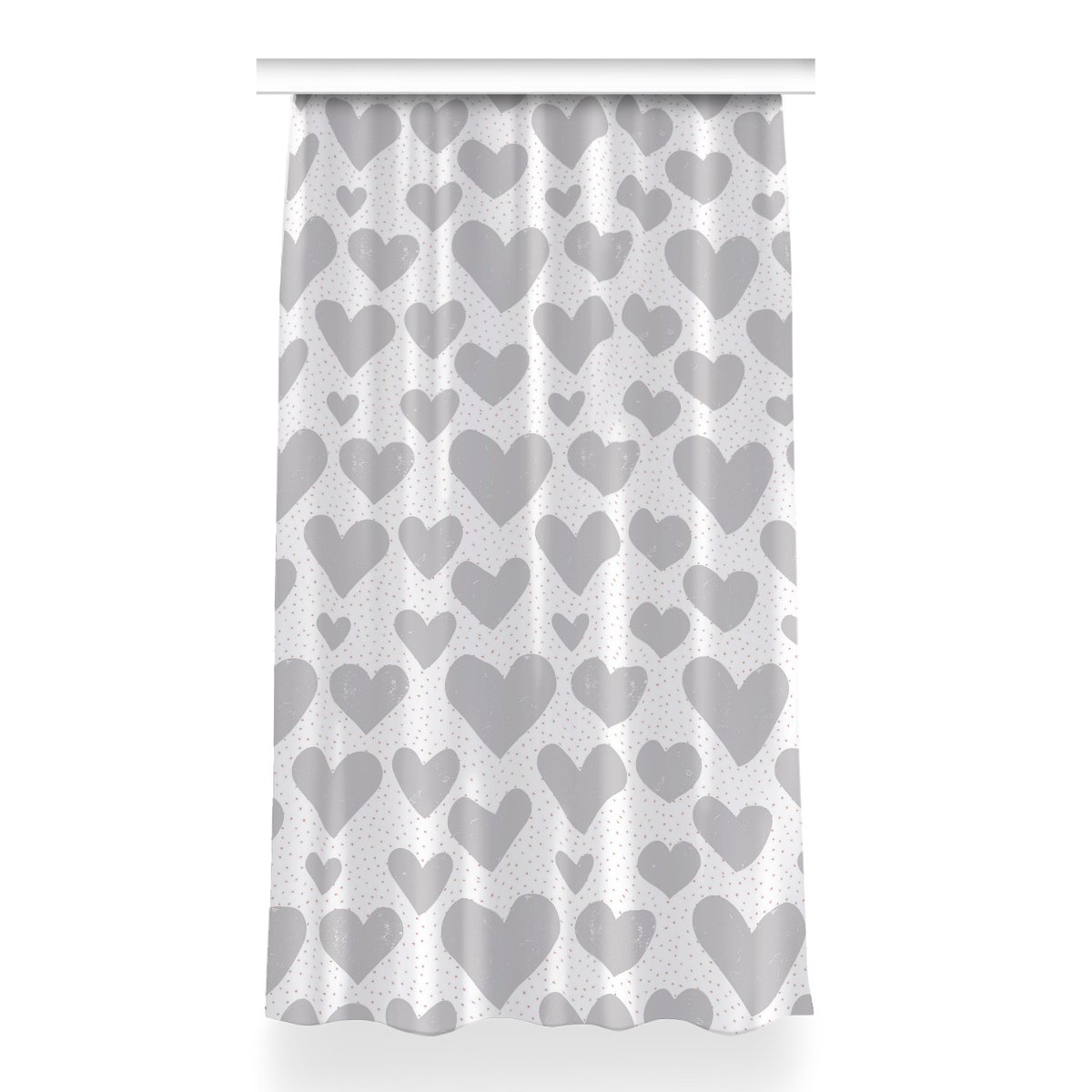 Gotowa zasłona na taśmę dekor 150x260 Szare serca, Fabricsy