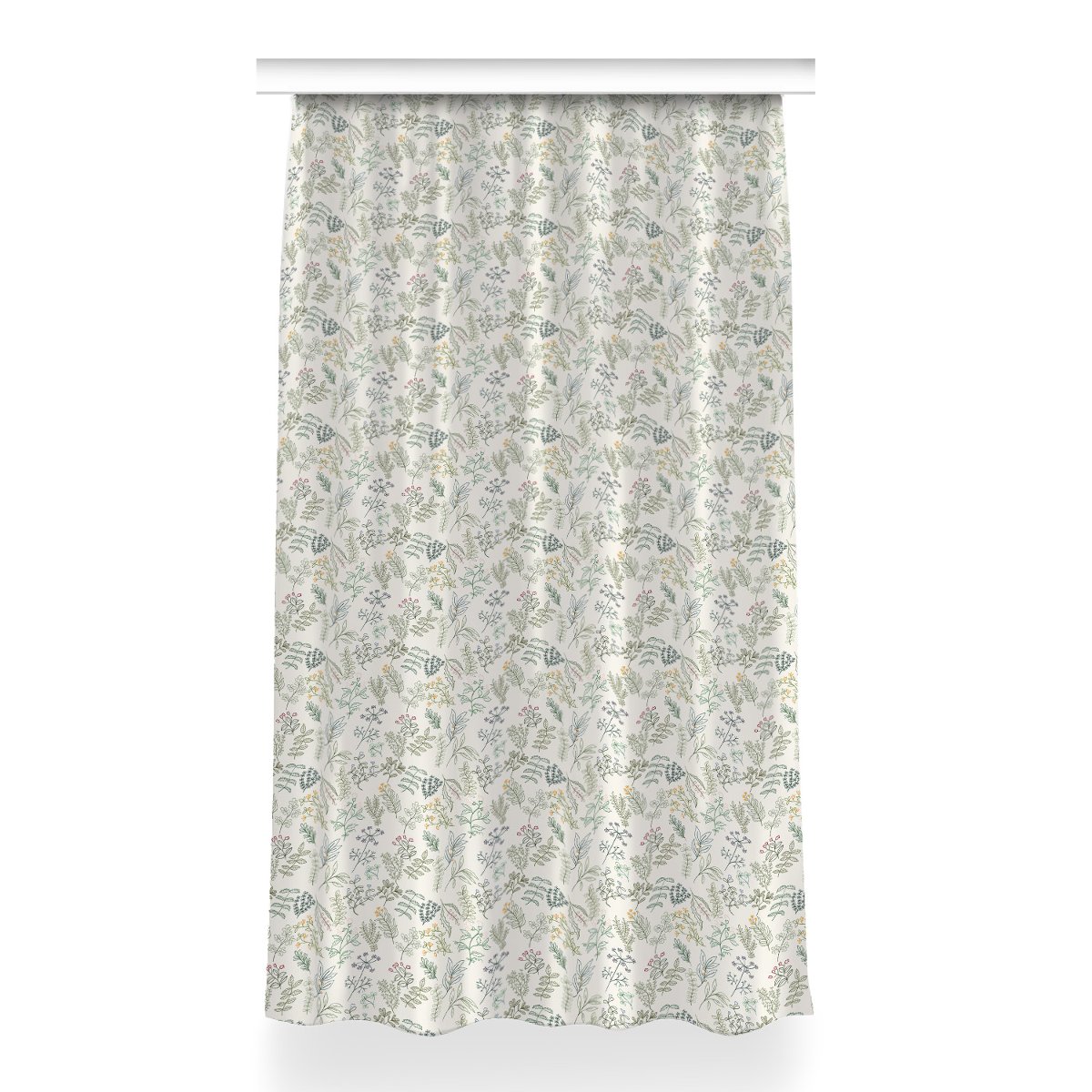Gotowa zasłona z grafiką 150x260 cm Zielone liście, Fabricsy