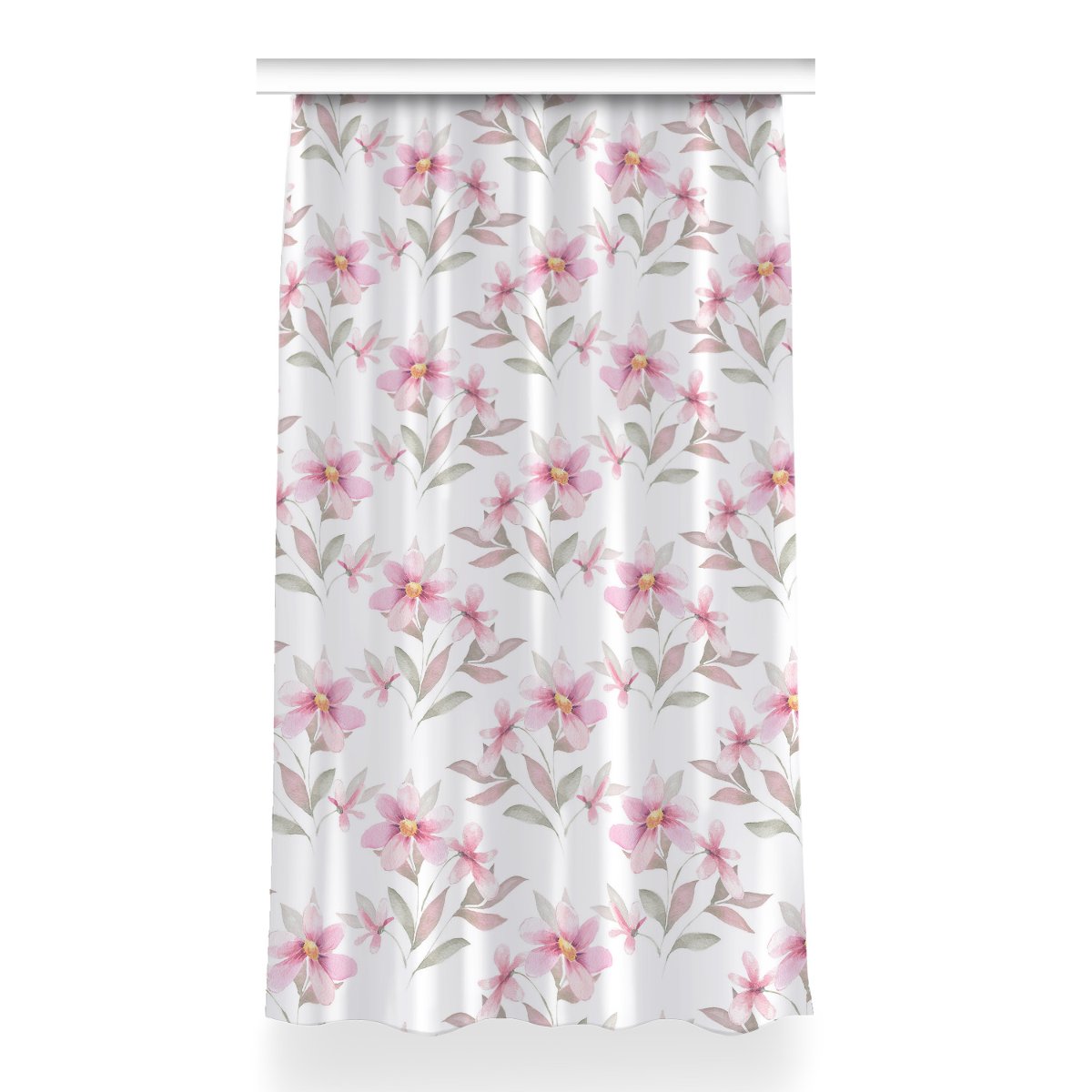 Zasłona z nadrukiem gotowa 150x260 Różowe kwiaty, Fabricsy