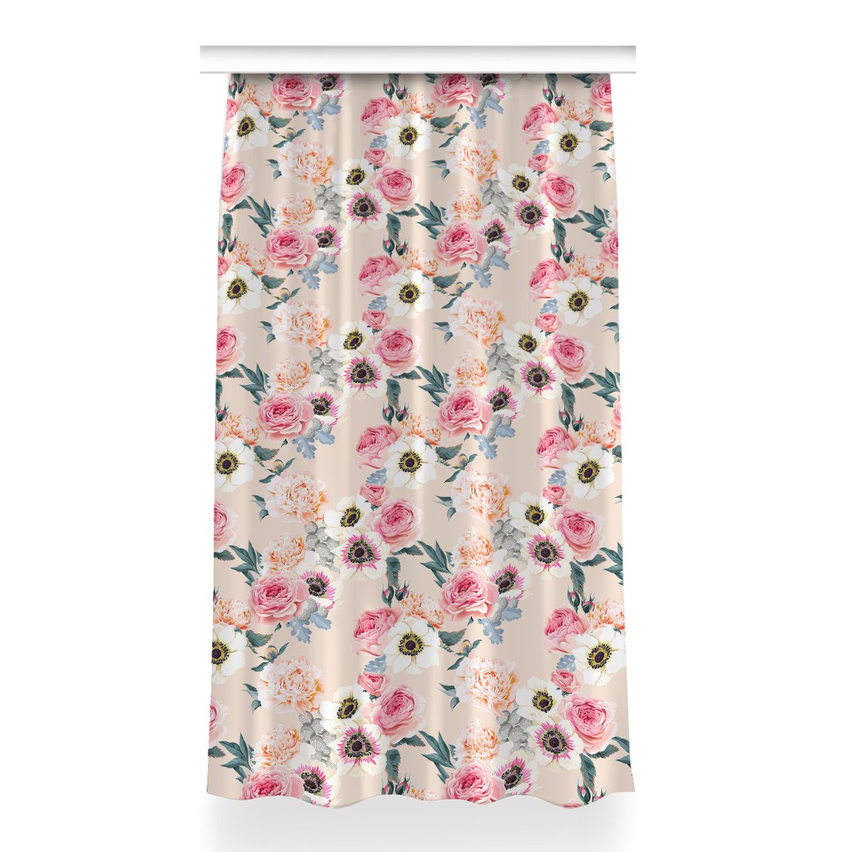 Zasłona z grafiką kolory 150x260 Pastelowe kwiaty, Fabricsy