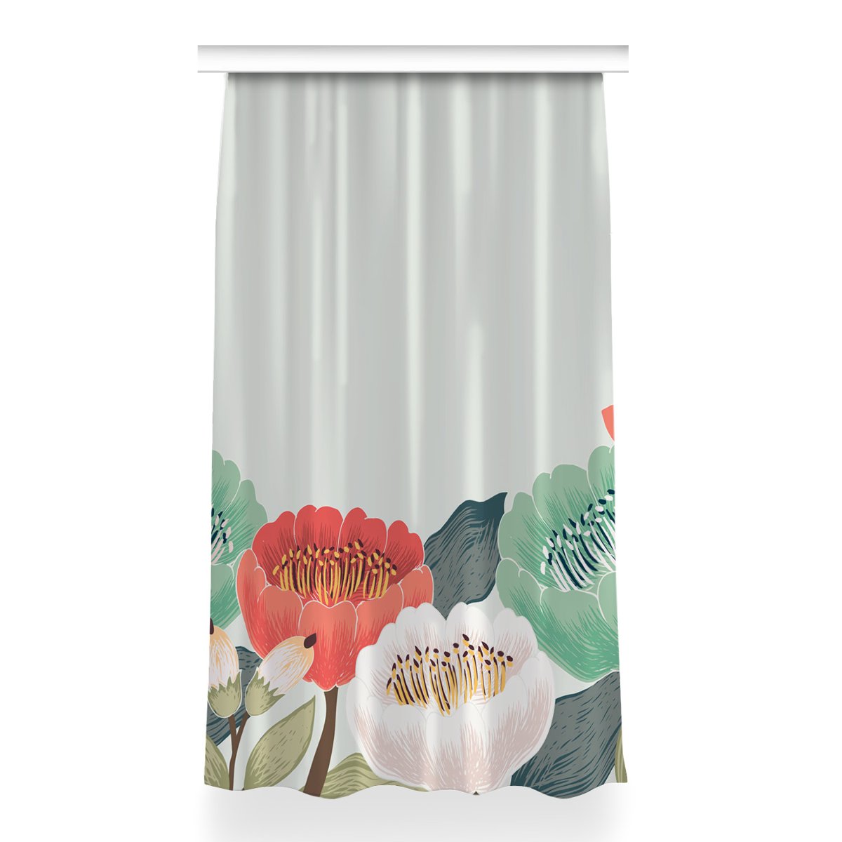 Gotowa zasłona z grafiką 150x260 Wiosenne kwiaty, Fabricsy