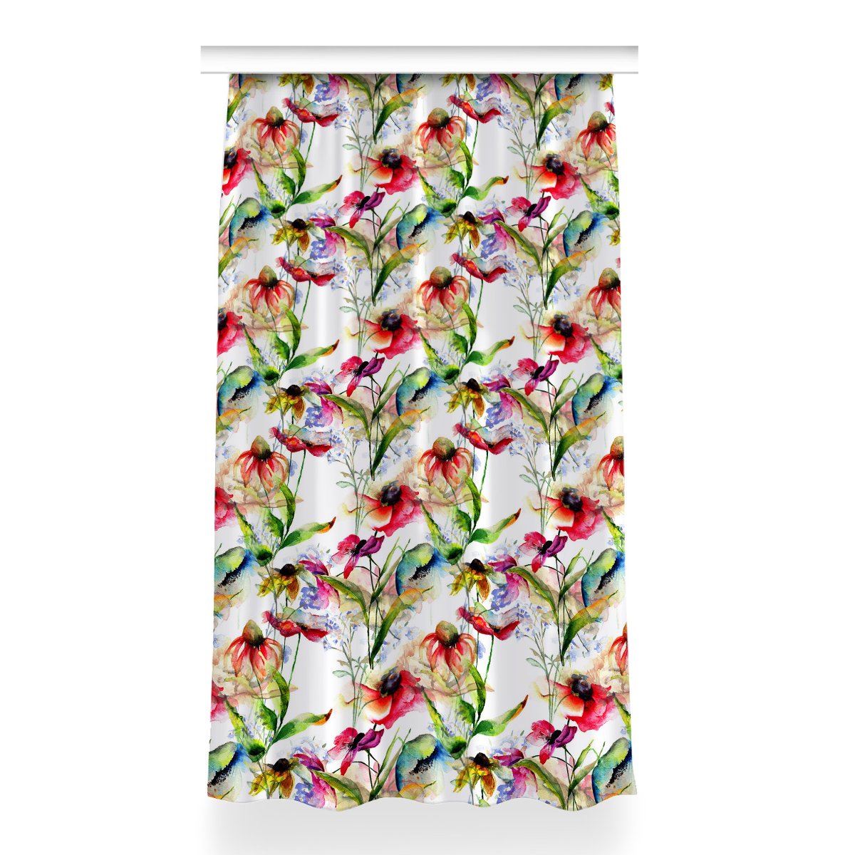 Gotowa zasłona na żabki 150x260 Kolorowane kwiaty, Fabricsy