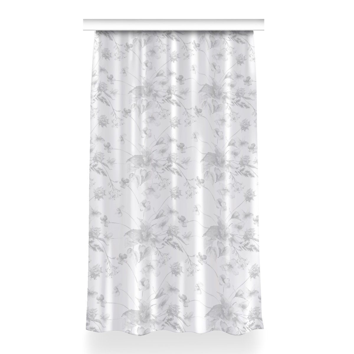 Gotowa zasłona na taśmę wzór 150x260 Szare kwiaty, Fabricsy