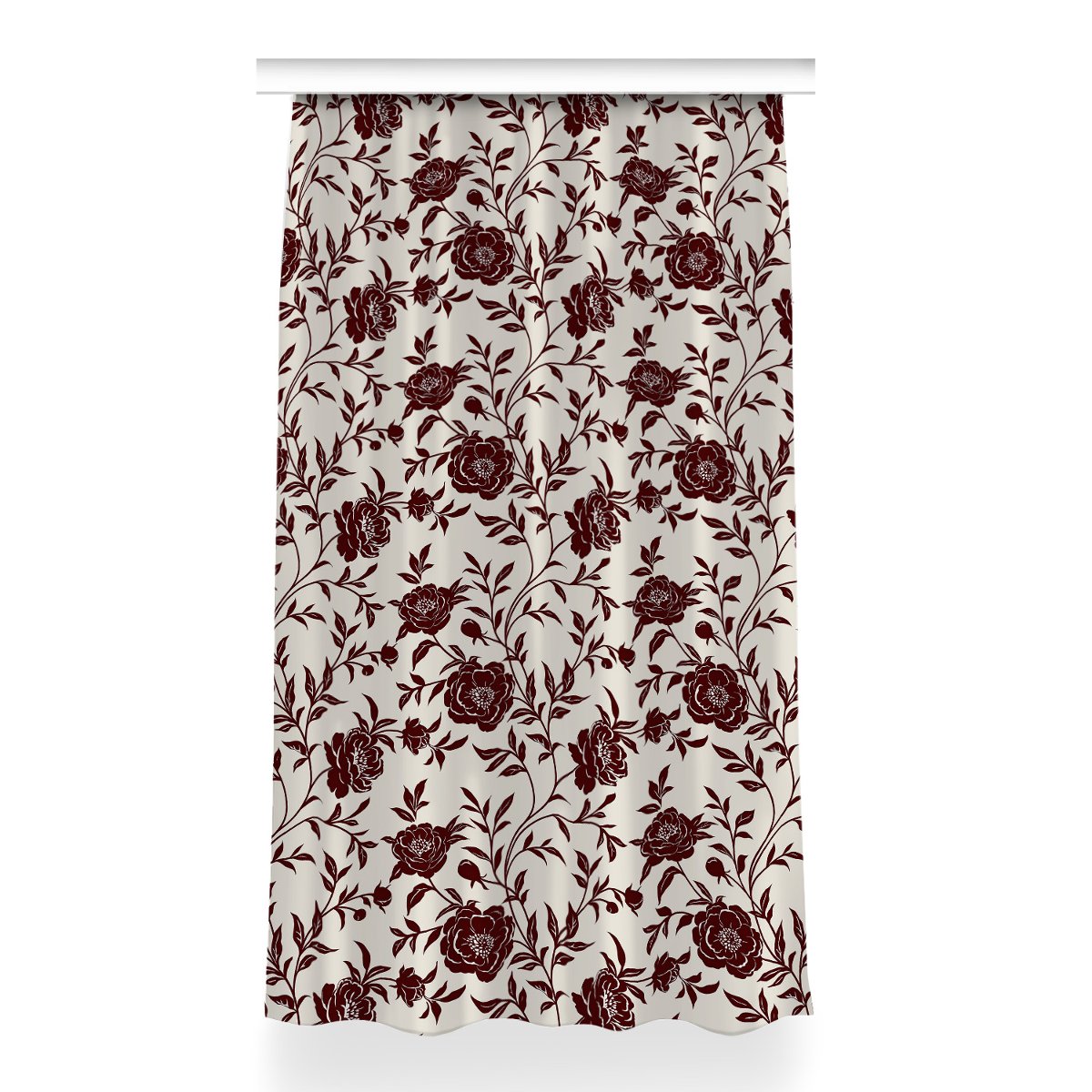 Gotowa zasłona z grafiką 150x260 cm Bordowe kwiaty, Fabricsy