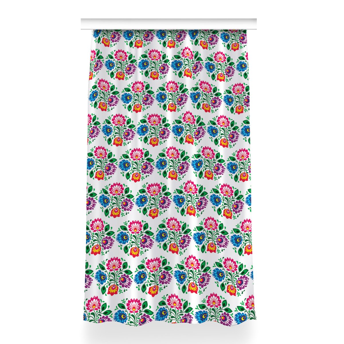 Gotowa zasłona na taśmę 150x260 Kwiaty ludowy styl, Fabricsy