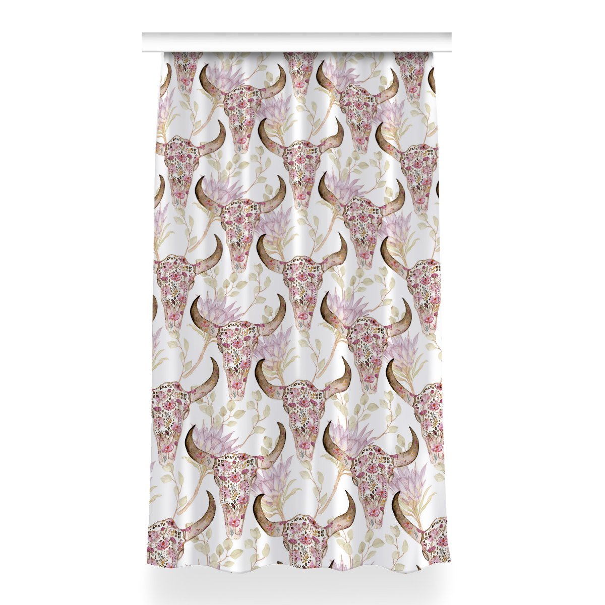 Klasyczna zasłona kolory 150x260 Czaszka w kwiaty, Fabricsy