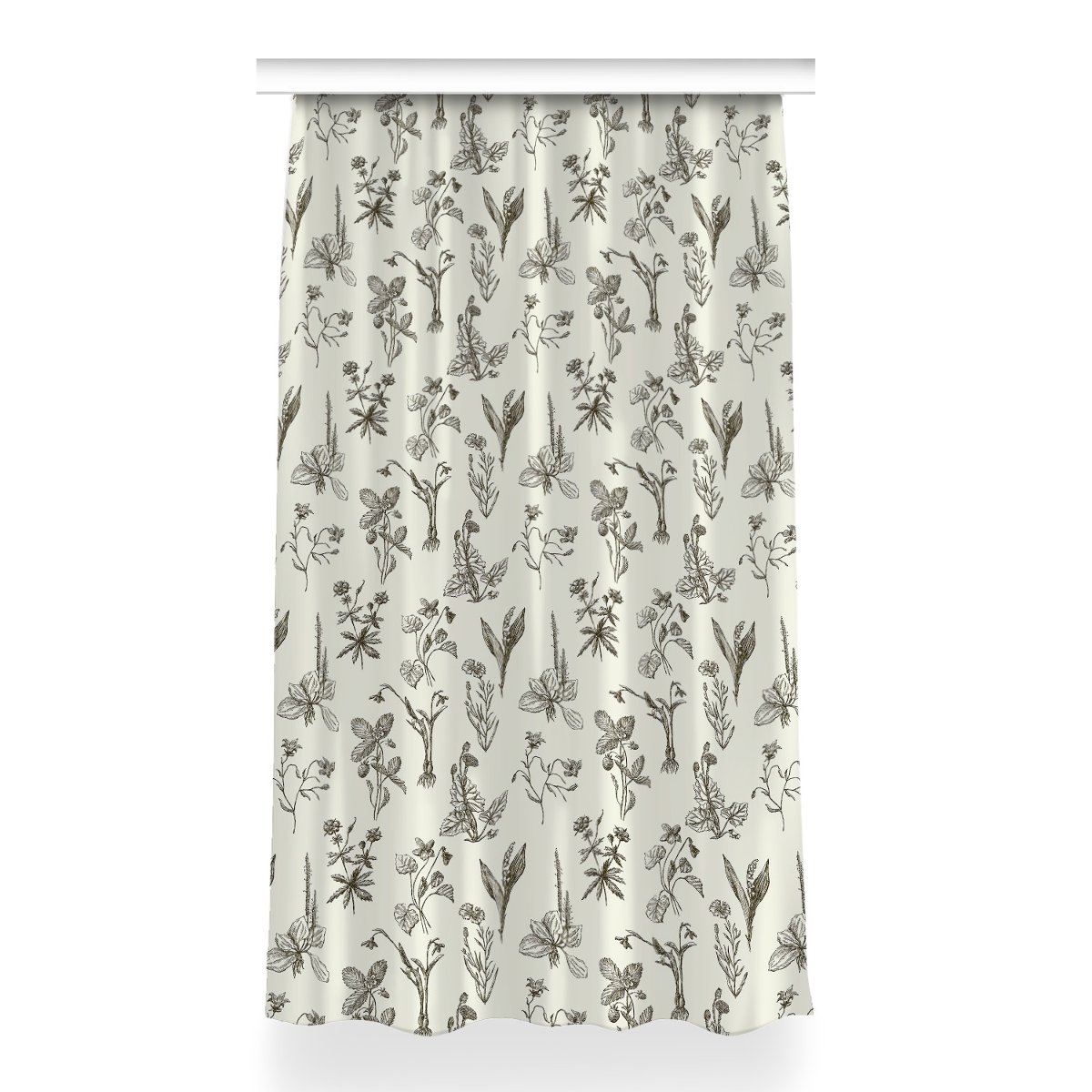 Klasyczna zasłona kolory 150x260 Szkicowane kwiaty, Fabricsy