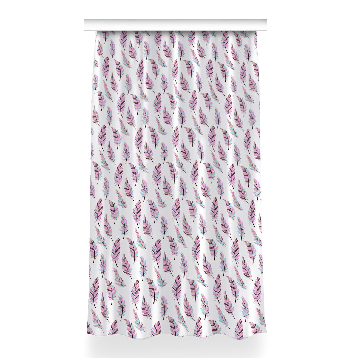 Kolorowa zasłona z nadrukiem 150x260 Pióra różowe, Fabricsy