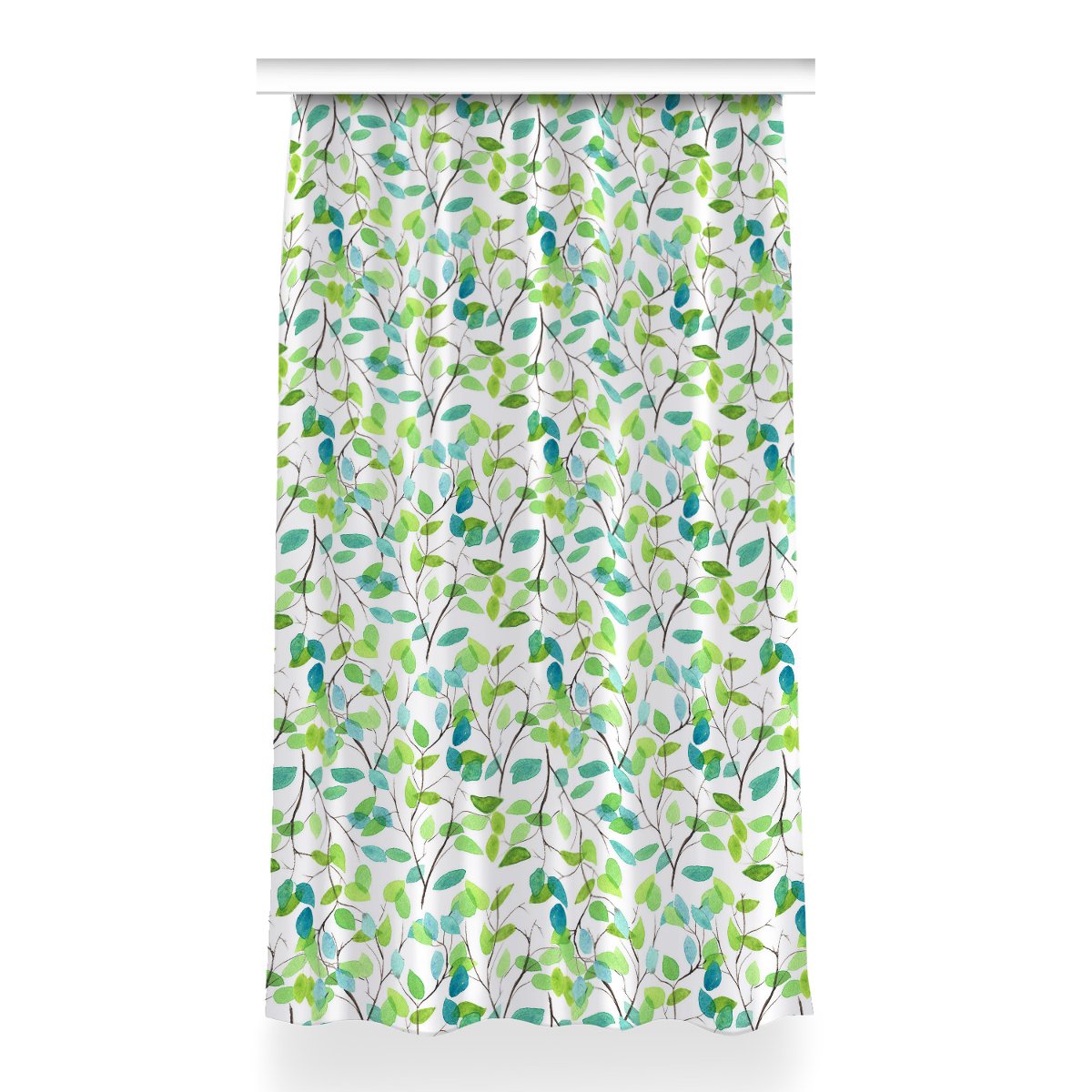 Gotowa zasłona z grafiką 150x260 Zielone gałązki, Fabricsy