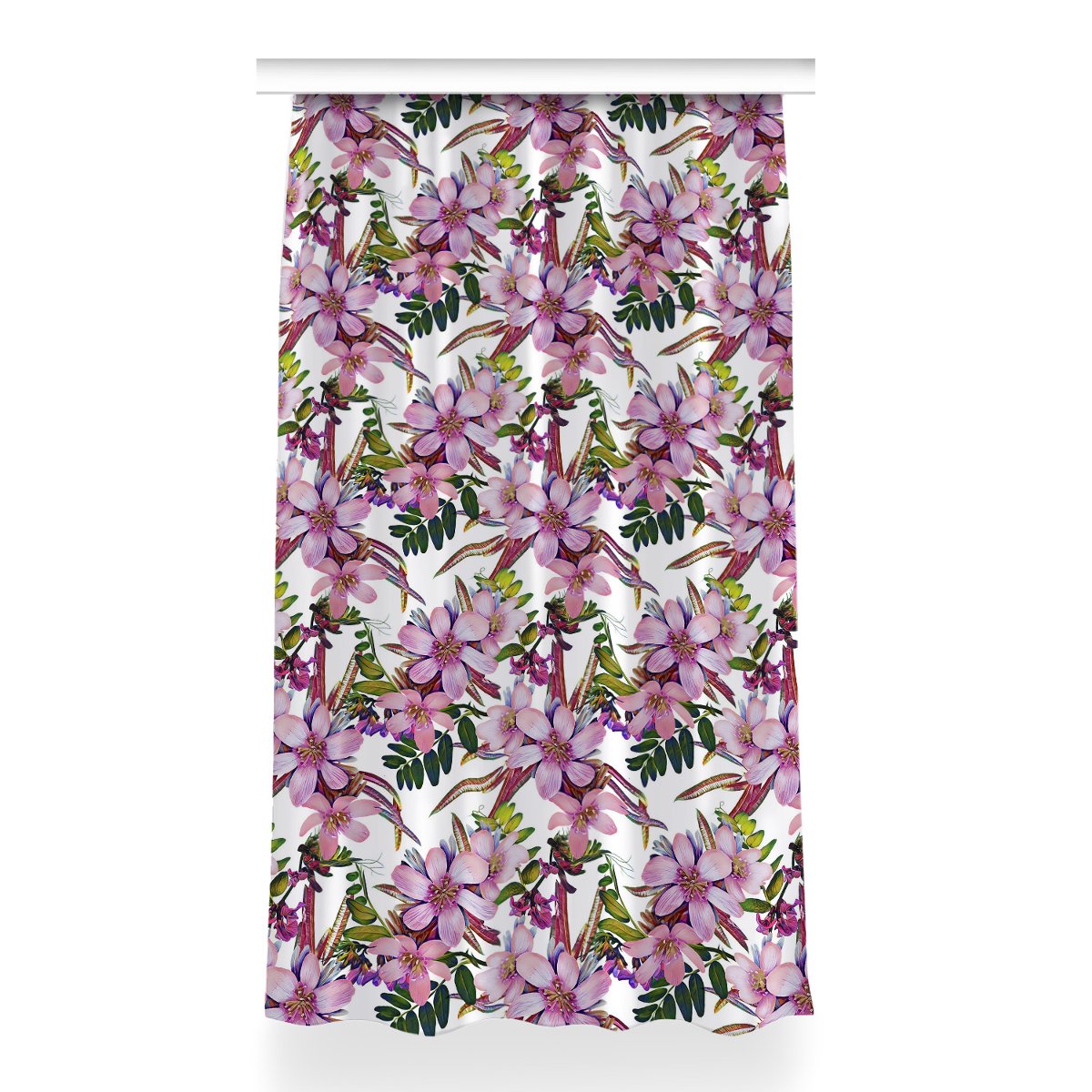 Kolorowa zasłona z nadrukiem 150x260 Różowe kwiaty, Fabricsy