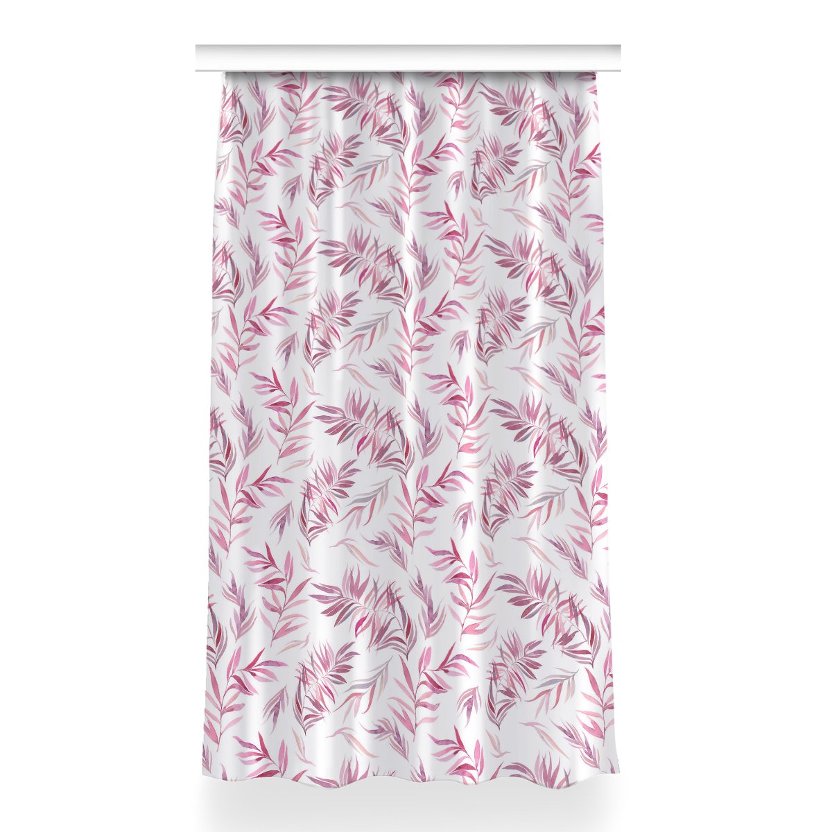 Kolorowa zasłona z nadrukiem 150x260 Różowe liście, Fabricsy