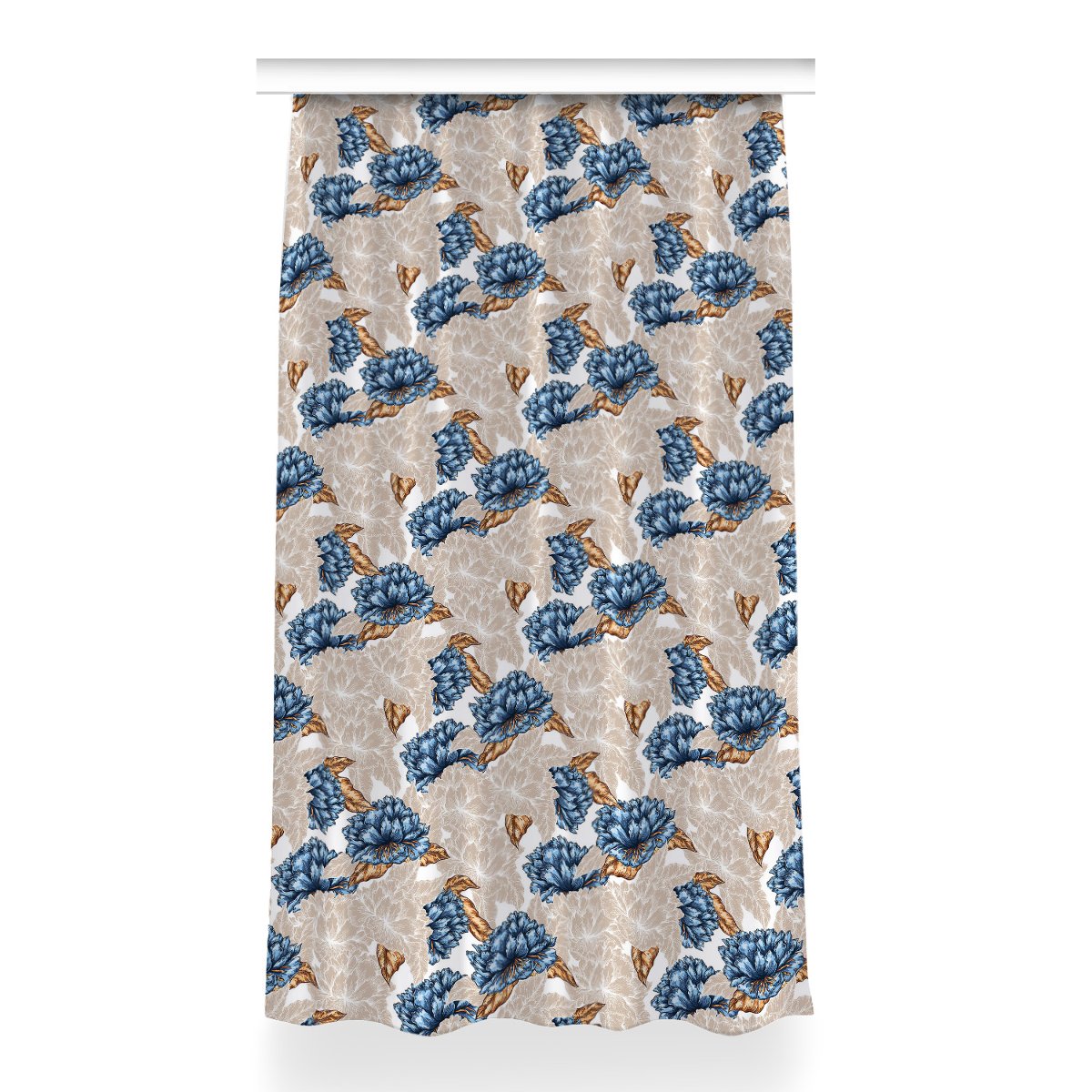 Gotowa zasłona na taśmę 150x260 Niebieskie kwiaty, Fabricsy