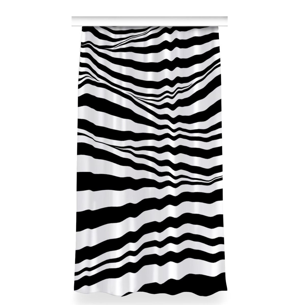 Klasyczna zasłona kolory 150x280 Czarno-białe fale, Fabricsy