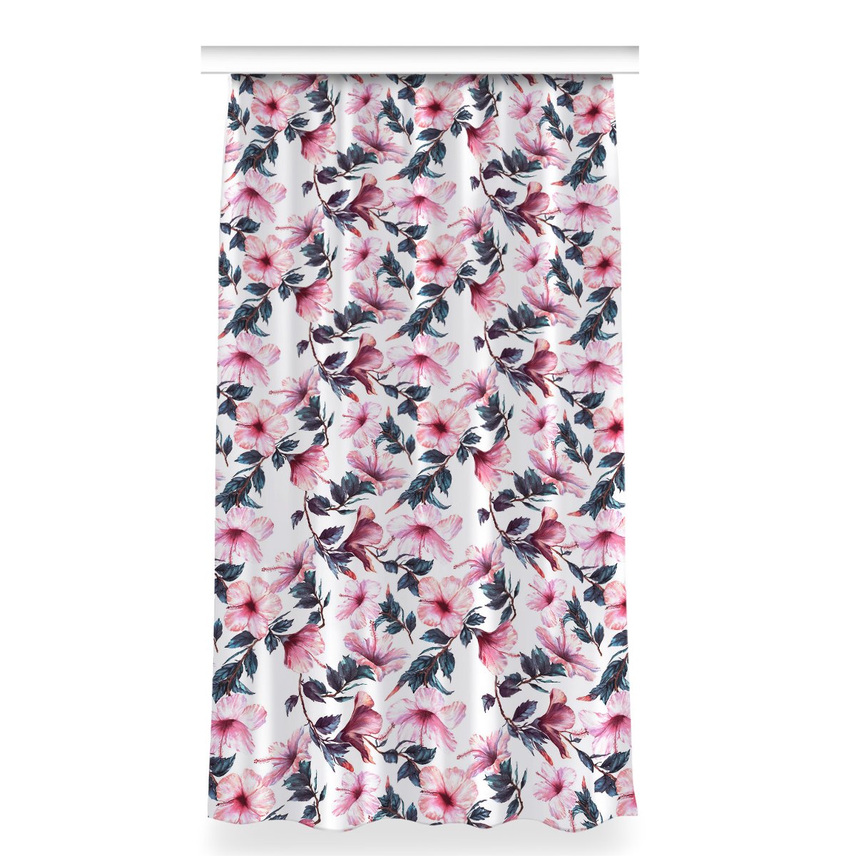 Klasyczna zasłona kolory 150x280 Kwiaty hibiskusa, Fabricsy