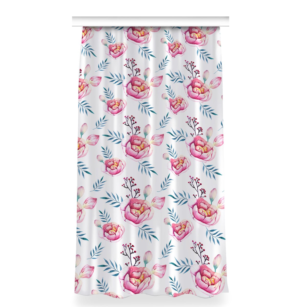 Gotowa zasłona z grafiką dekor wzór 150x280 Kwiaty, Fabricsy