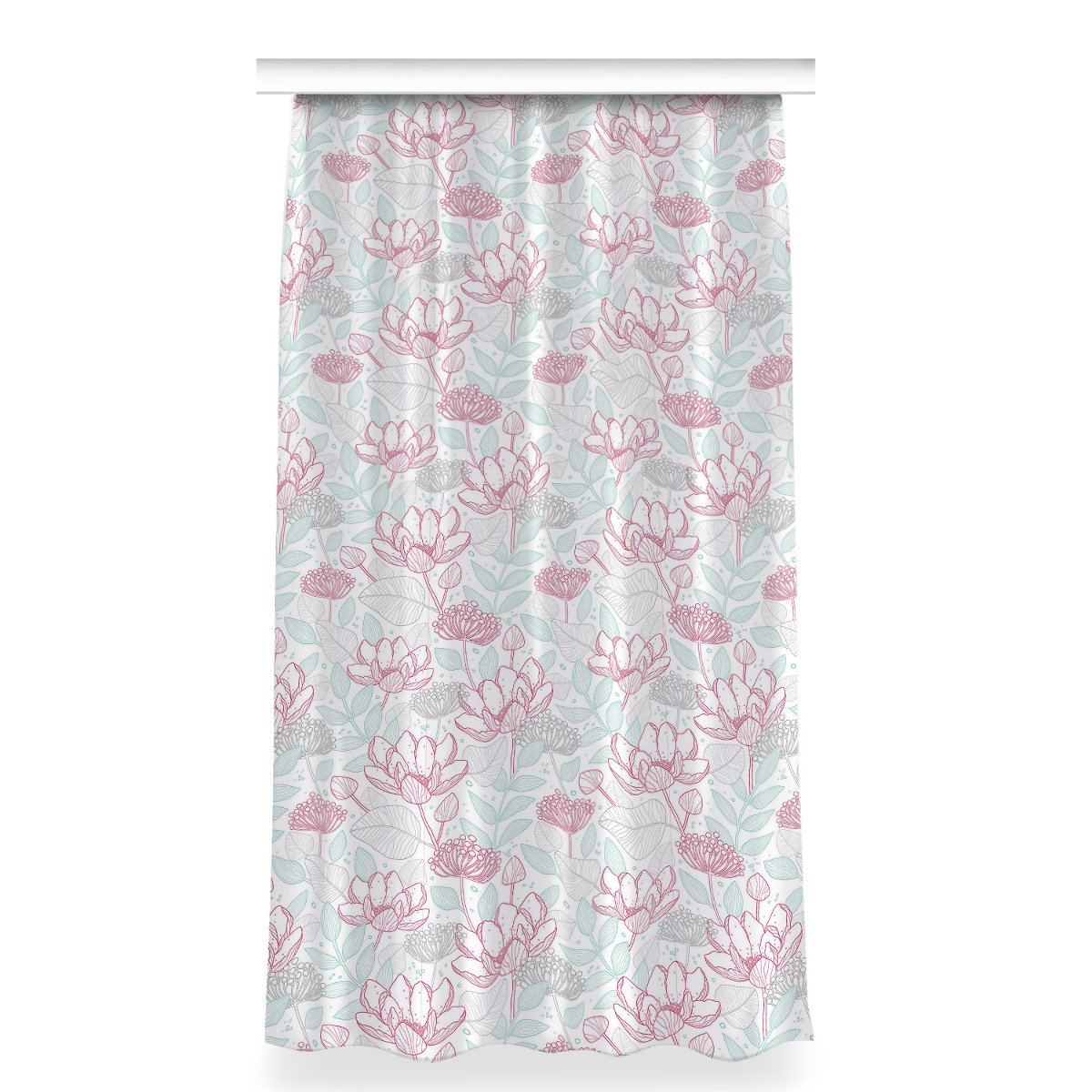Klasyczna zasłona kolory 150x280 Kontury kwiatów, Fabricsy