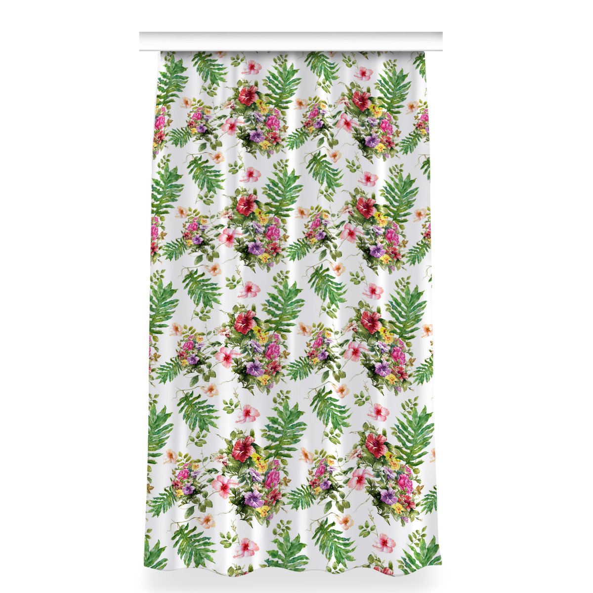 Zasłona z nadrukiem gotowa 150x280 Liście i kwiaty, Fabricsy