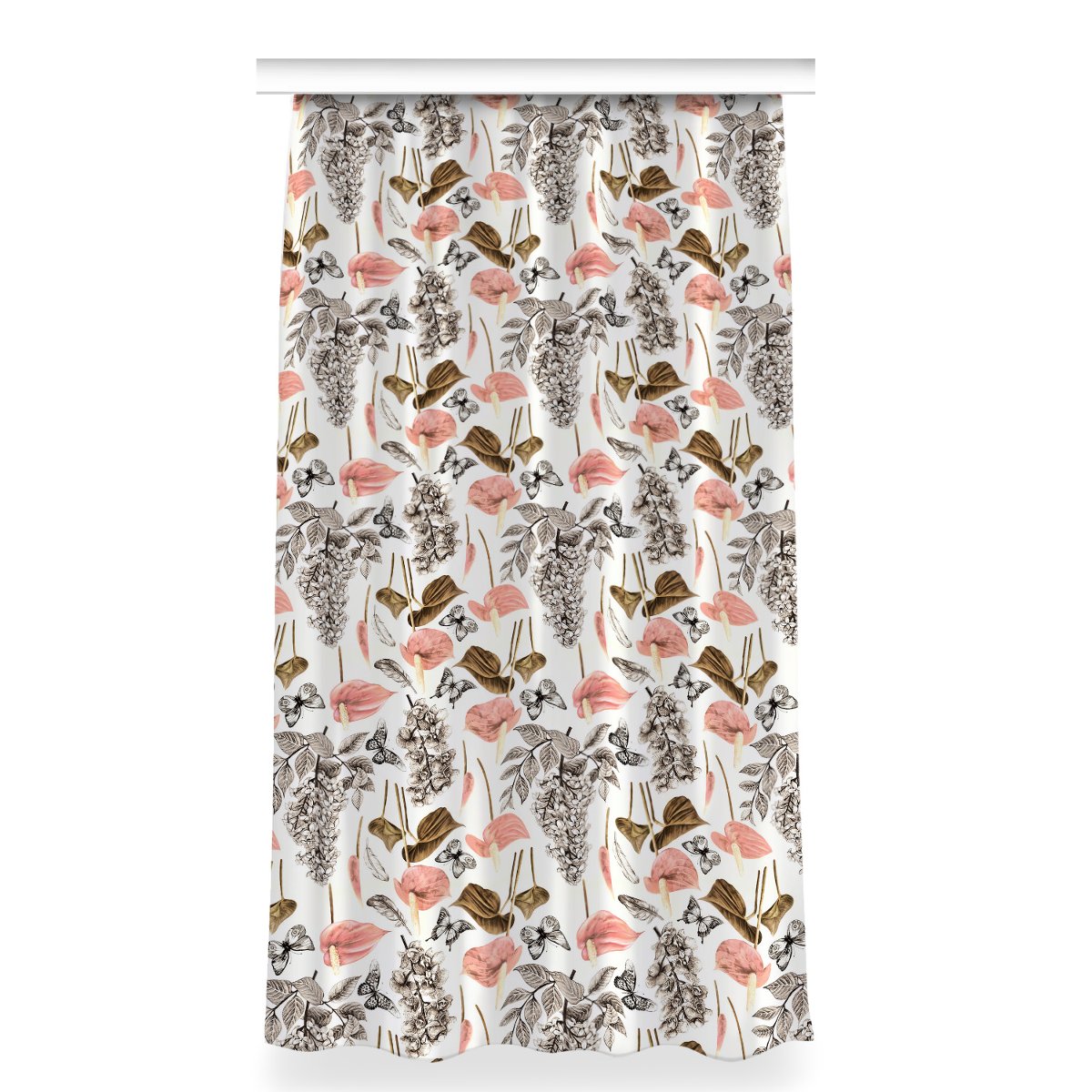 Klasyczna zasłona kolory 150x280 Kwiaty i motyle, Fabricsy