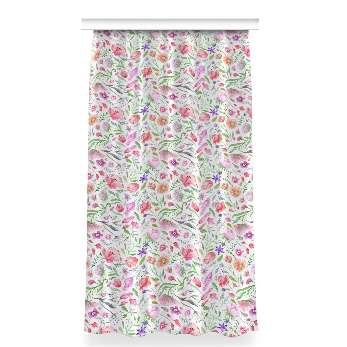 Zasłona z grafiką gotowa 150x280 Malowane kwiaty, Fabricsy