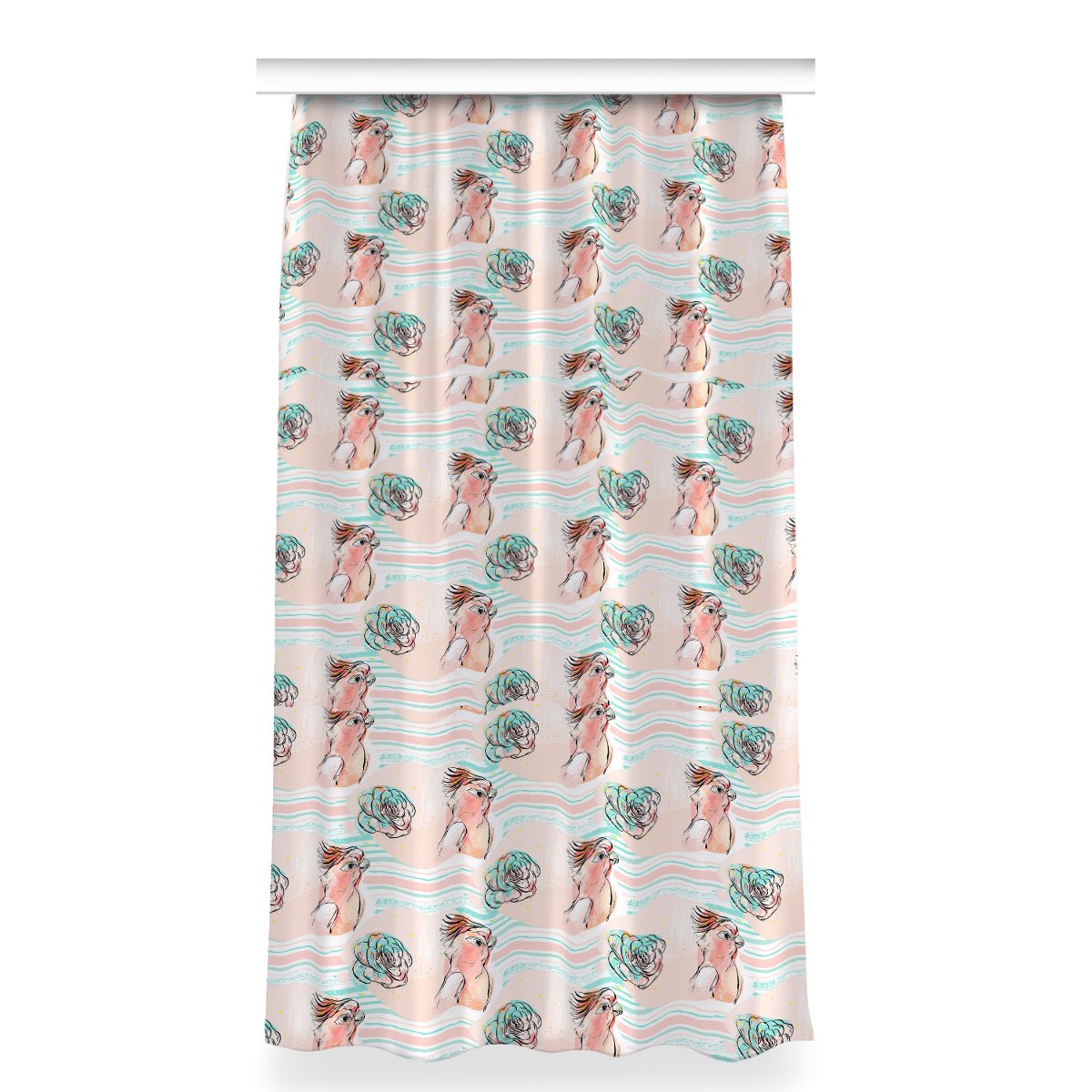 Kolorowa zasłona z nadrukiem 150x280 Różowe papugi, Fabricsy