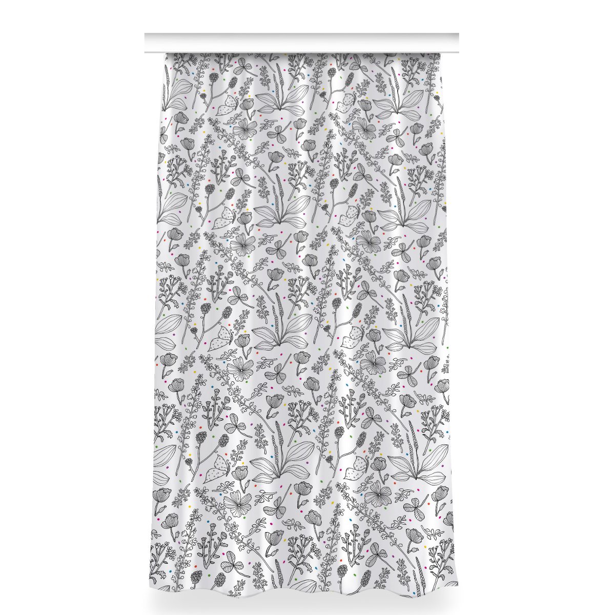 Klasyczna zasłona kolory 150x280 Kwiaty i kropki, Fabricsy