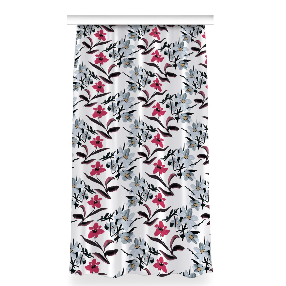 Kolorowa zasłona z nadrukiem 150x280 Piękne kwiaty, Fabricsy