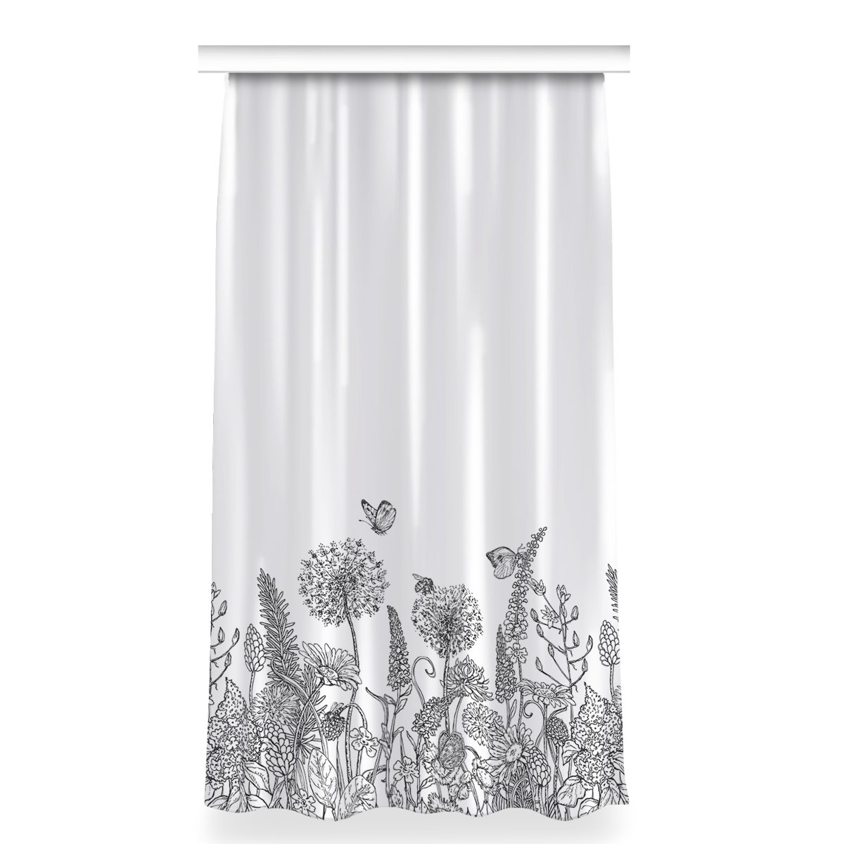 Klasyczna zasłona kolory 150x280 cm Szkic kwiatów, Fabricsy