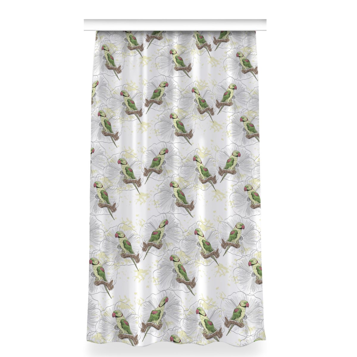 Gotowa zasłona z nadrukiem 150x280 Zielone papugi, Fabricsy