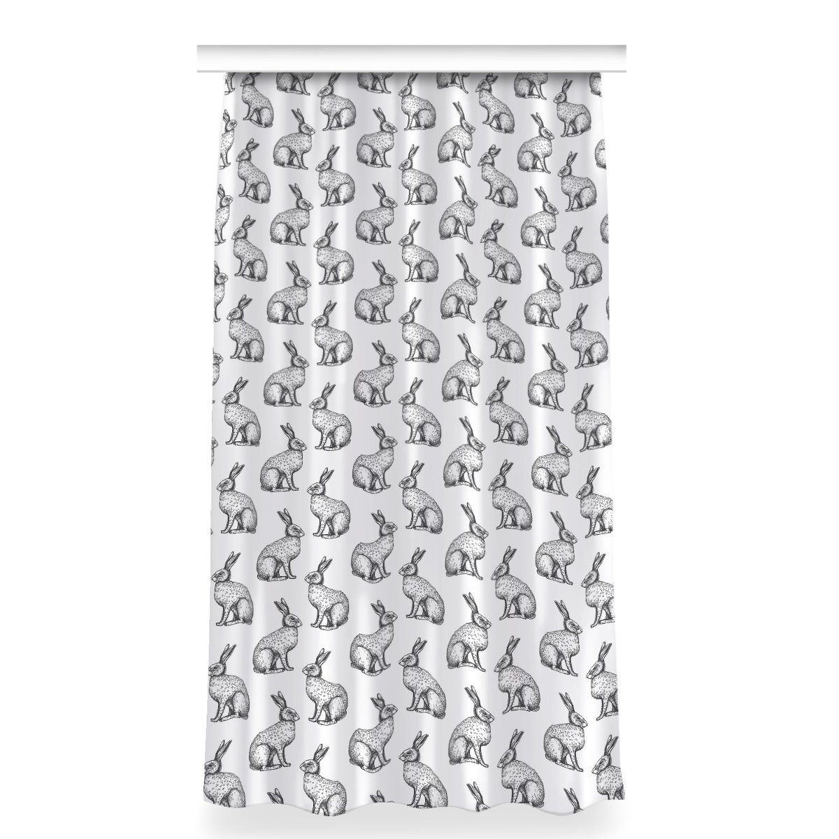 Kolorowa zasłona z nadrukiem 150x280 Białe króliki, Fabricsy