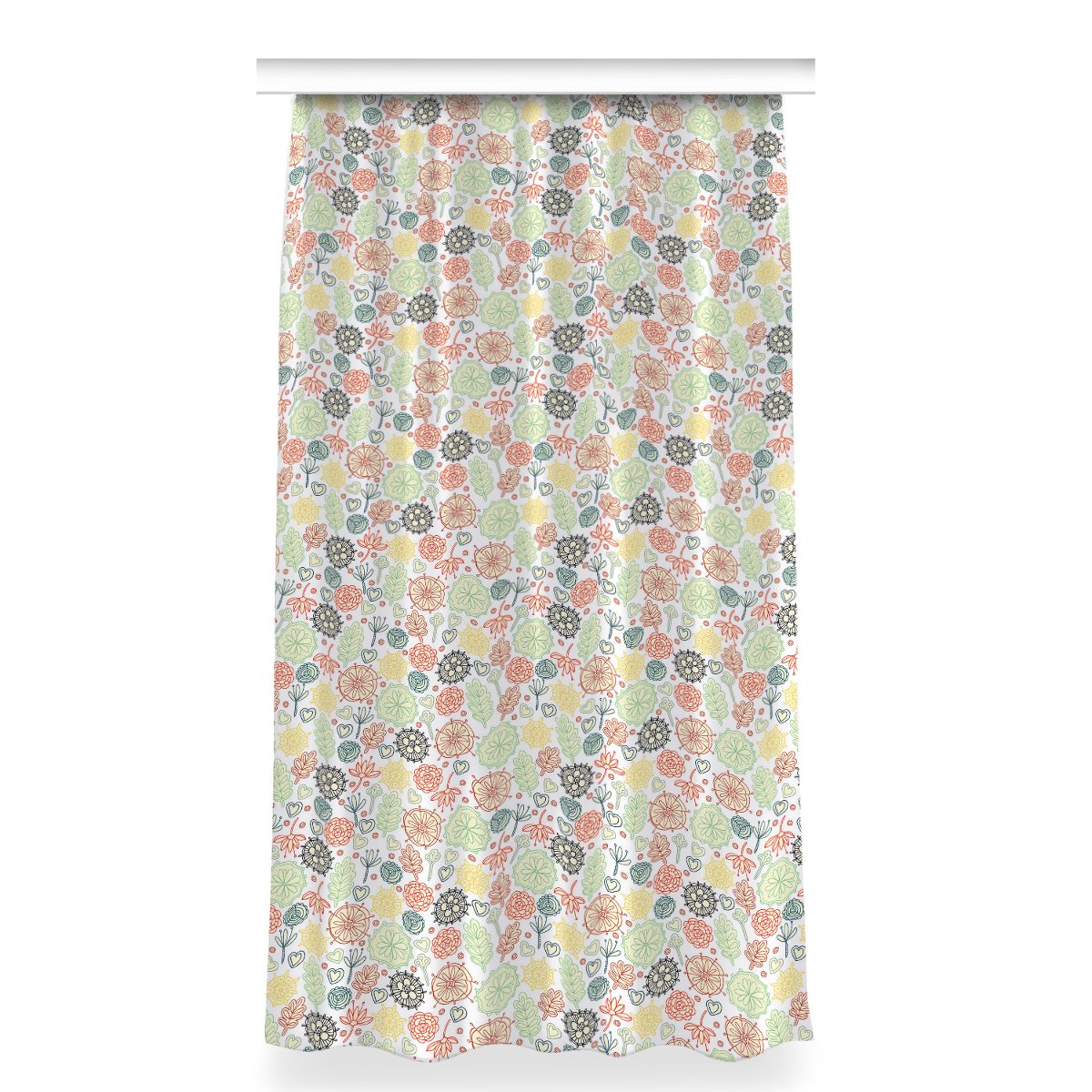 Zasłona klasyczna z grafiką 150x280 Kwiaty i Serca, Fabricsy