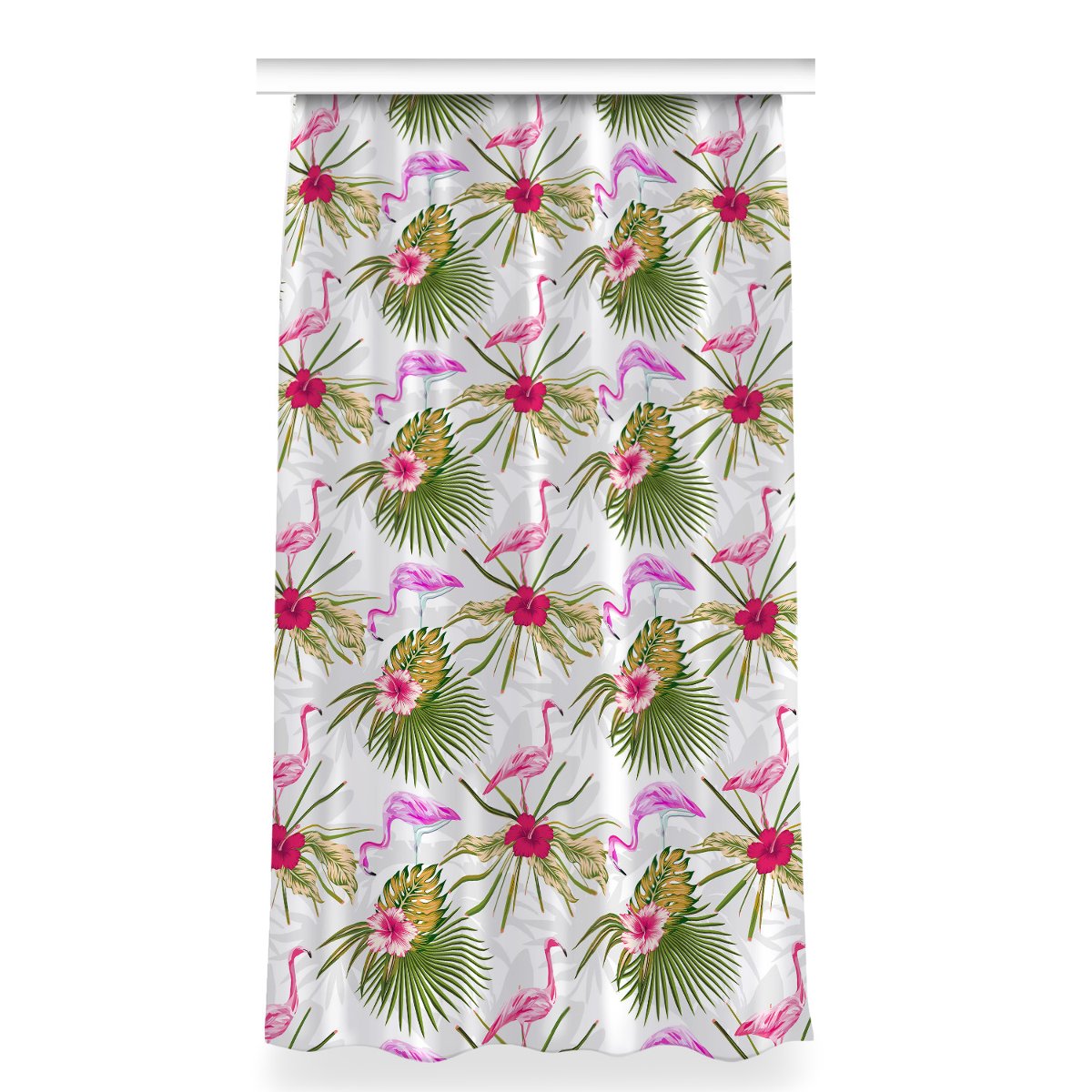 Gotowa zasłona na taśmę 150x280 Flamingi i kwiaty, Fabricsy
