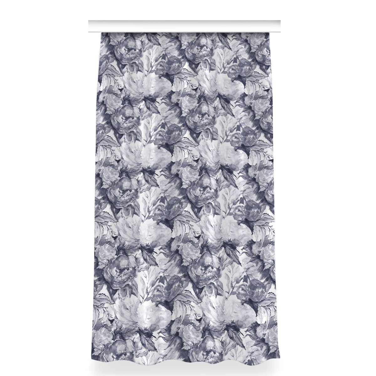 Gotowa zasłona na taśmę wzór 150x280 Szare kwiaty, Fabricsy
