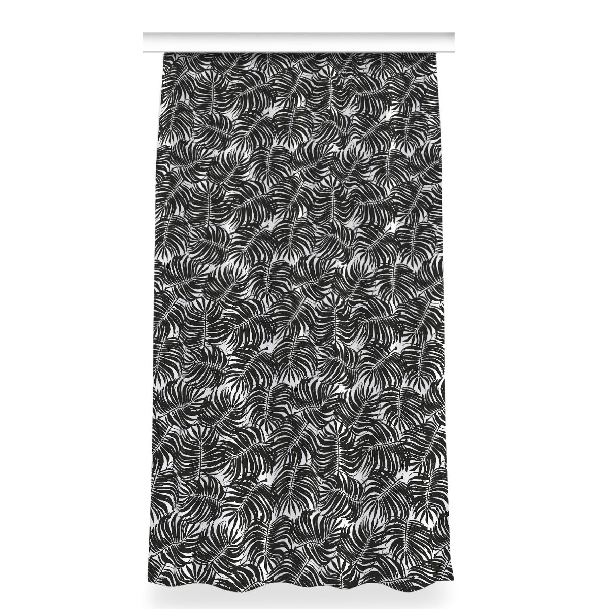 Gotowa zasłona na taśmę wzór 150x280 Czarne liście, Fabricsy