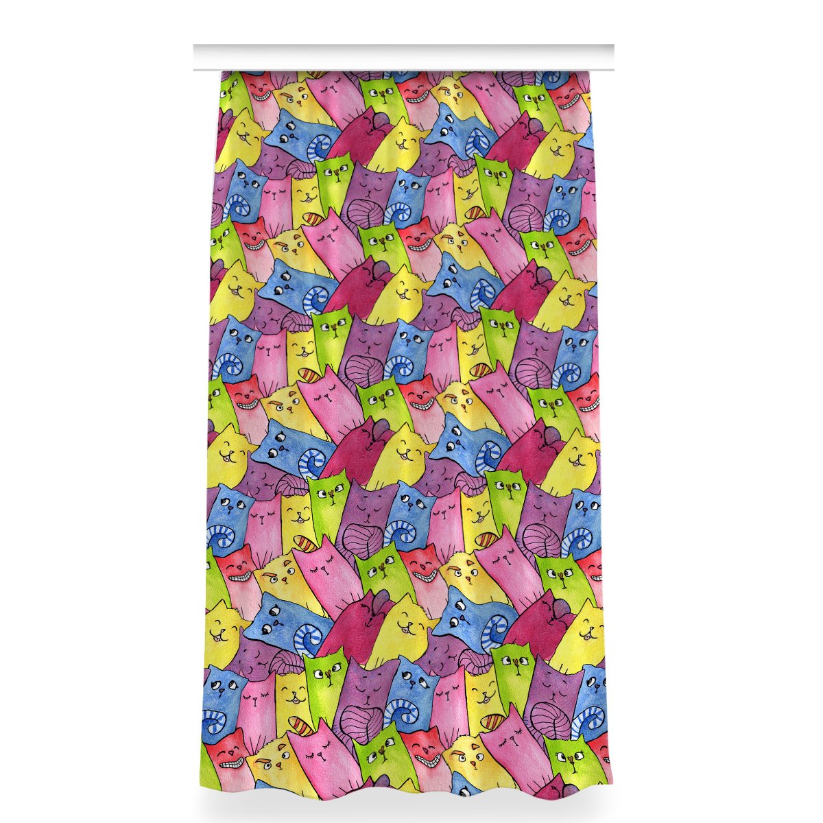 Klasyczna zasłona kolory 150x280 Szczęśliwe koty, Fabricsy