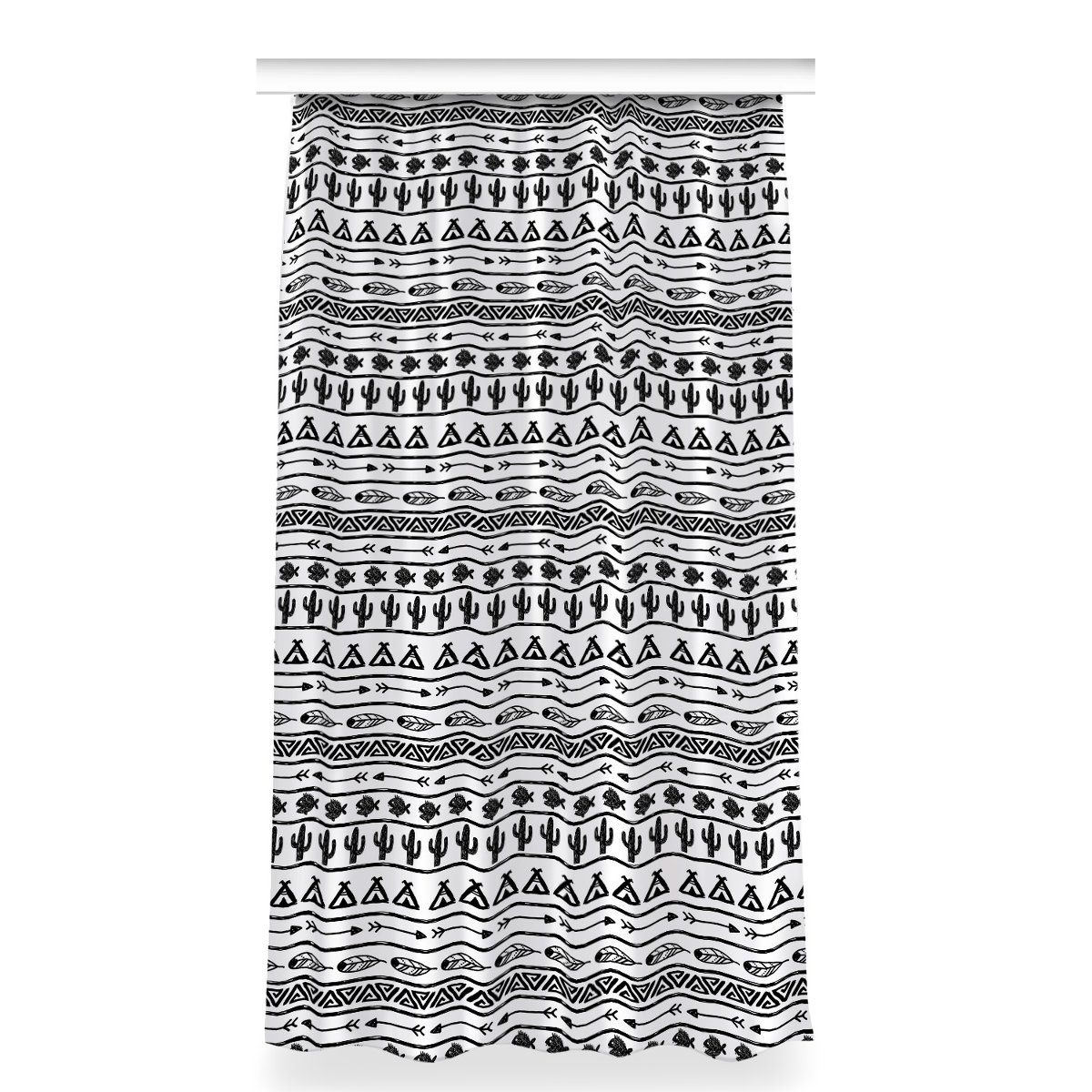 Klasyczna zasłona kolory 150x280 Boho czarno-biały, Fabricsy
