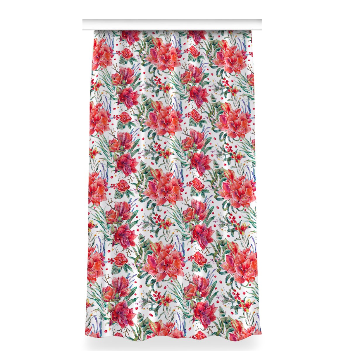 Gotowa zasłona z grafiką 150x280 Czerwone kwiaty, Fabricsy