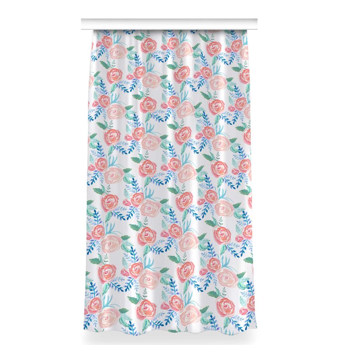 Gotowa zasłona na taśmę dekor 150x280 Jasne kwiaty, Fabricsy