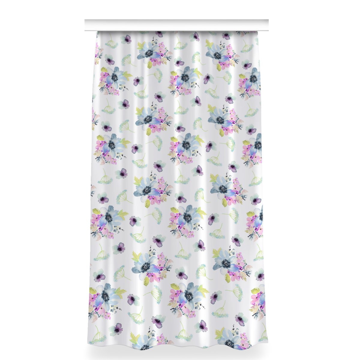 Gotowa zasłona z grafiką 150x280 Purpurowe kwiaty, Fabricsy