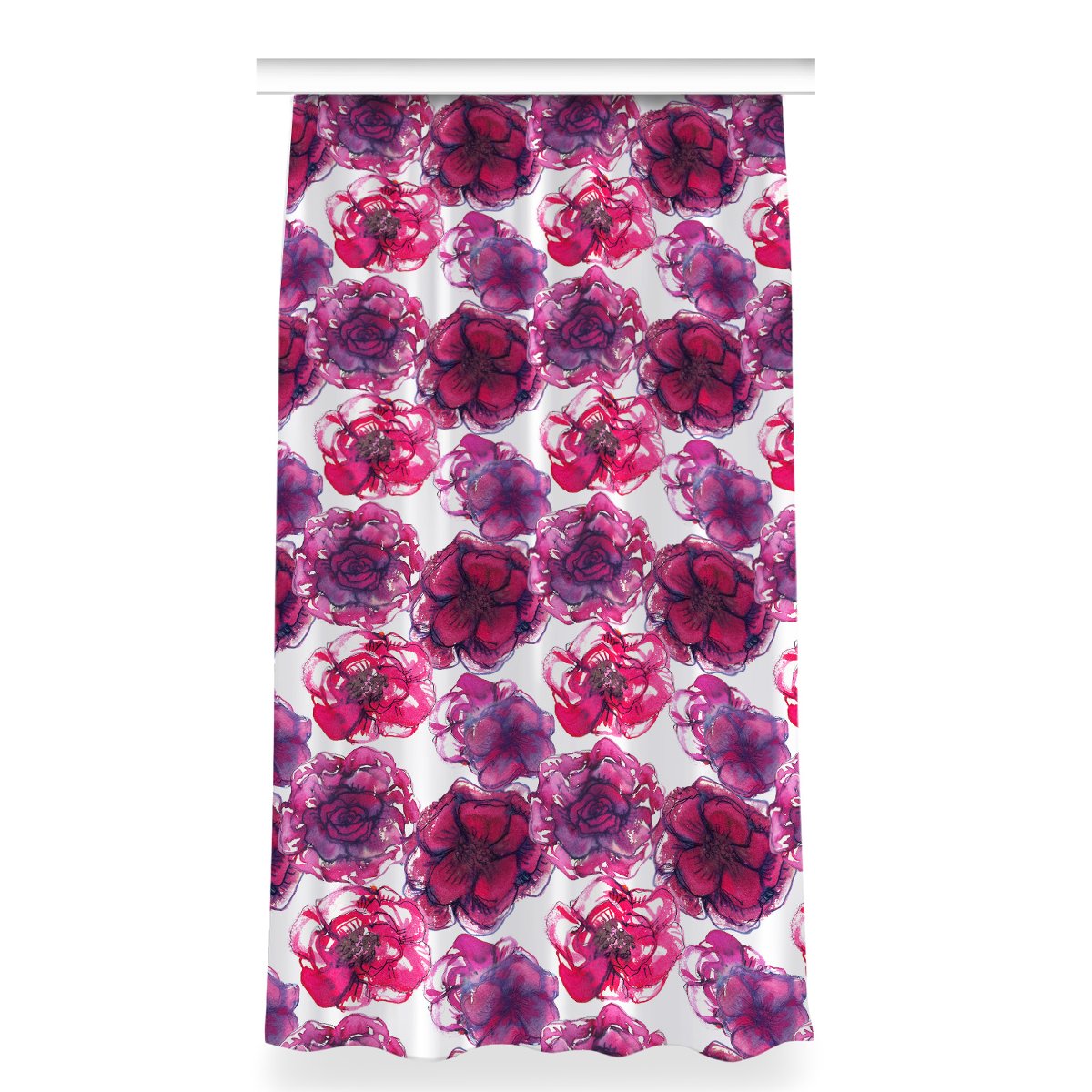 Kolorowa zasłona z nadrukiem 150x280 Czerwone róże, Fabricsy
