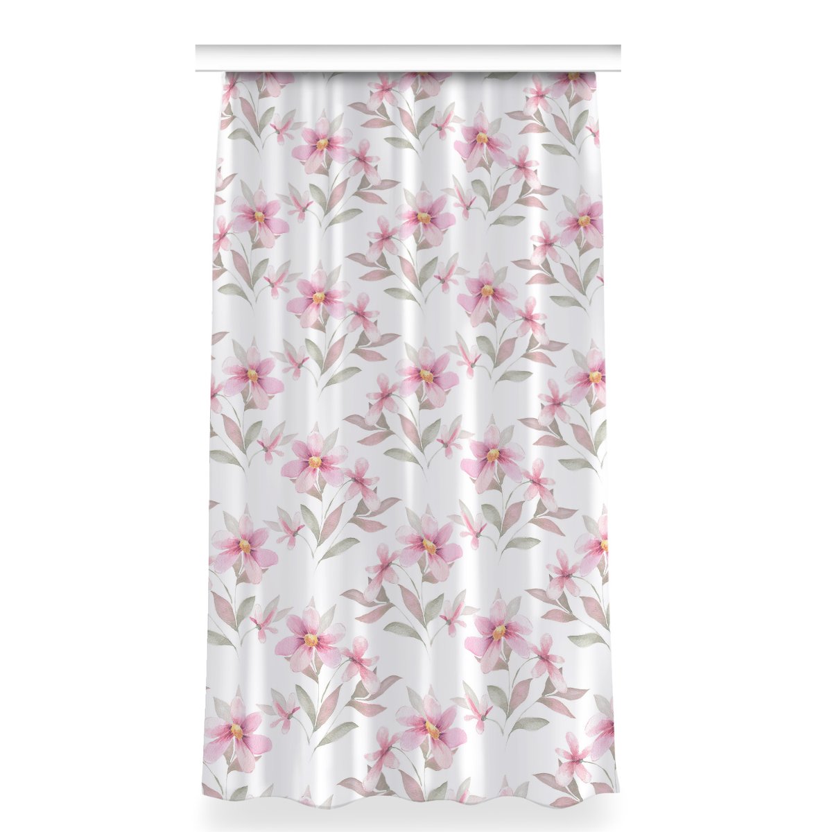 Zasłona z nadrukiem gotowa 150x280 Różowe kwiaty, Fabricsy