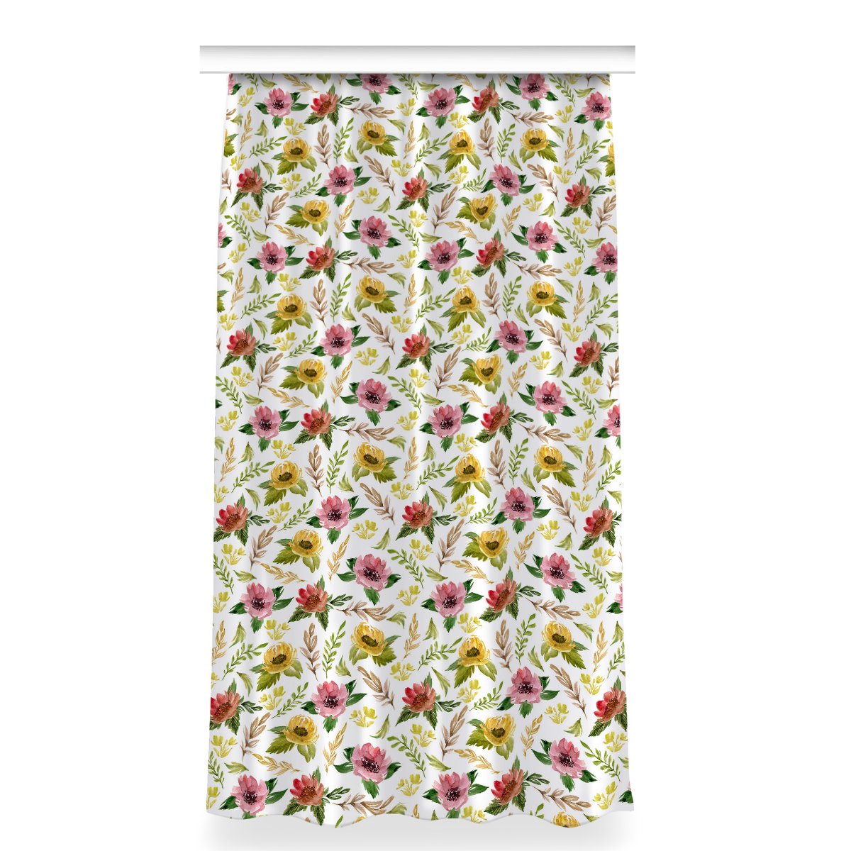 Klasyczna zasłona kolory 150x280 Akwarela Kwiaty, Fabricsy