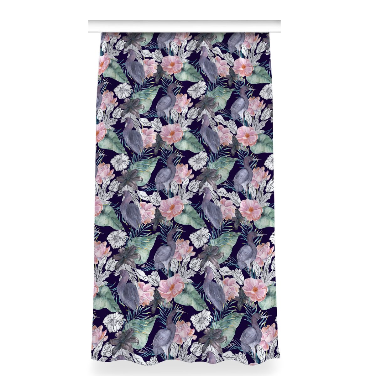 Gotowa zasłona z grafiką 150x280 Ptaki w kwiatach, Fabricsy