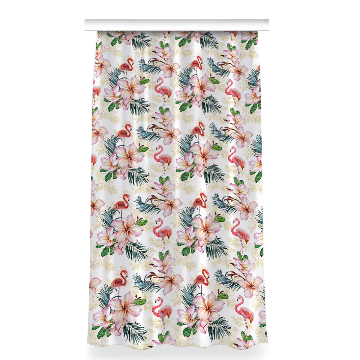 Gotowa zasłona wzór 150x280 cm Flamingi w kwiatach, Fabricsy