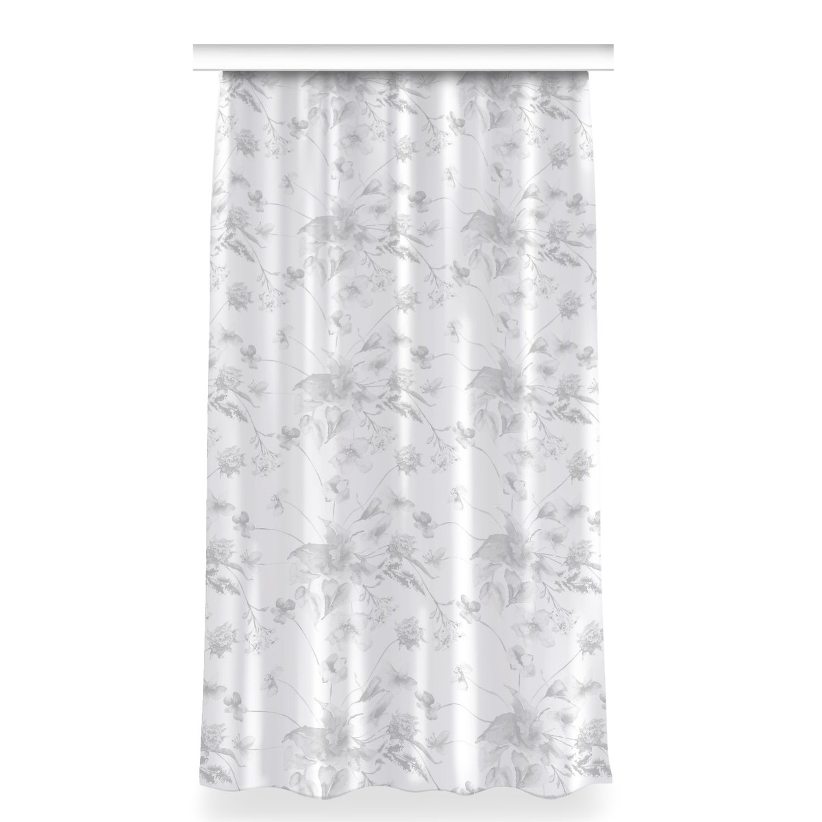 Gotowa zasłona na taśmę wzór 150x280 Szare kwiaty, Fabricsy