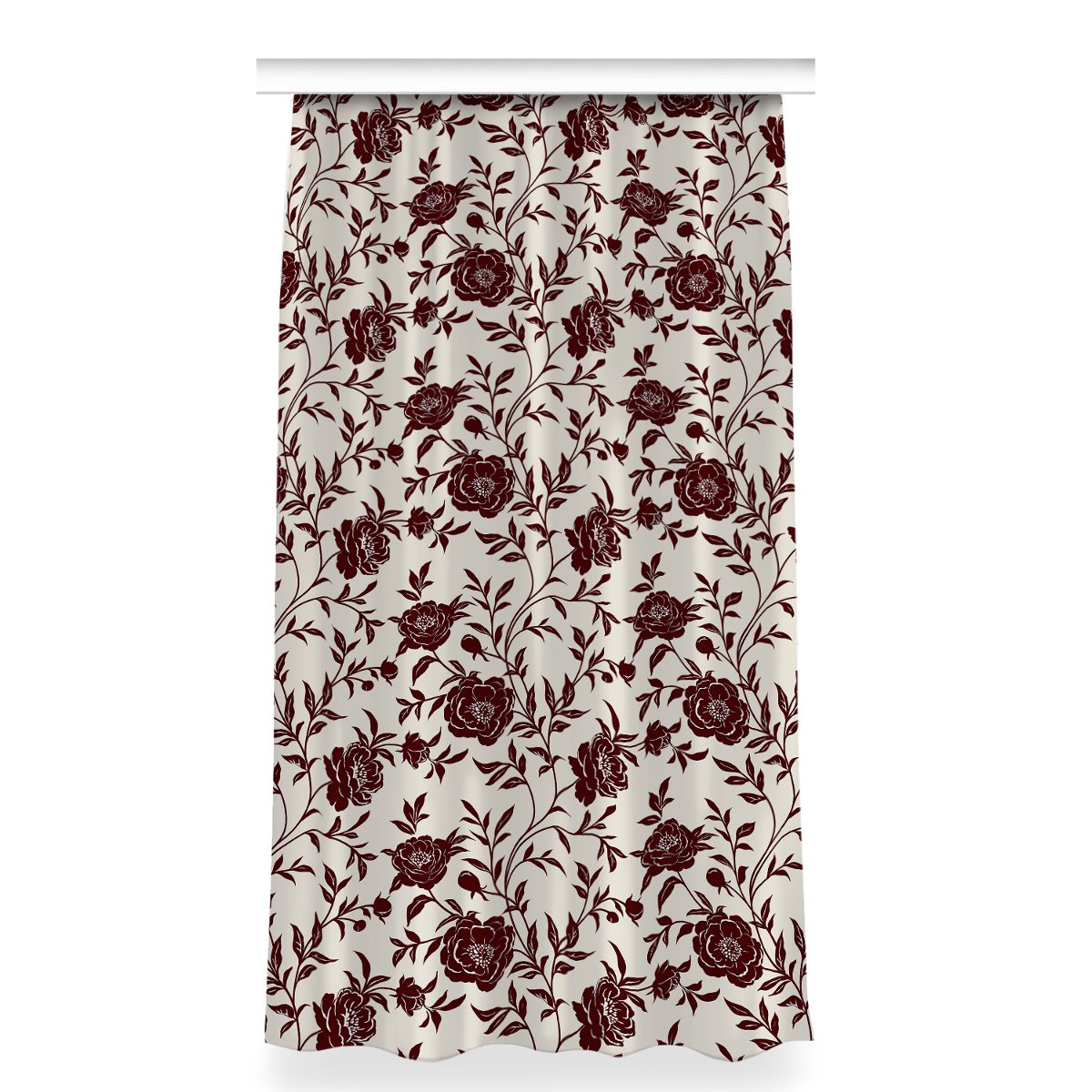 Gotowa zasłona z grafiką 150x280 cm Bordowe kwiaty, Fabricsy