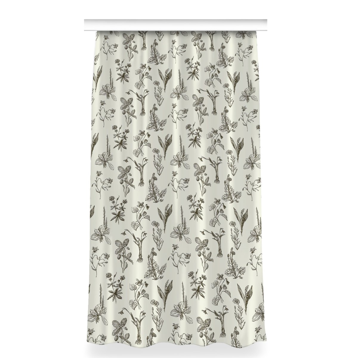 Klasyczna zasłona kolory 150x280 Szkicowane kwiaty, Fabricsy