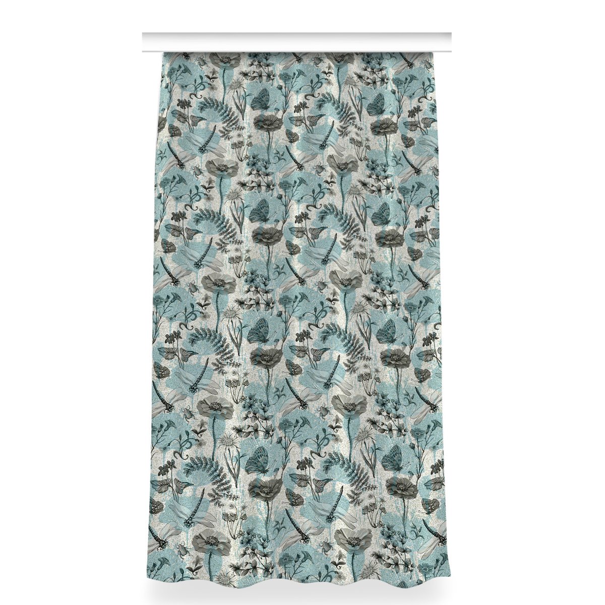 Gotowa zasłona na taśmę 150x280 cm Kwiaty i ważki, Fabricsy